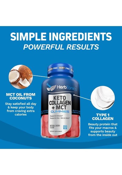 Keto Collagen + Mct Gummies 90 Gummies Ketosis + Hair Skin Nail