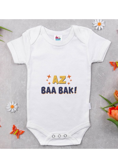 Bk Kids Az Baa Bak Tasarımlı Beyaz Bebek Body Zıbın-1 Çok Renkli