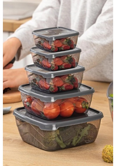 5'li Erzak Bakliyat Saklama Kabı Seti 2500ml, 1500ml, 900ml, 500ml, 250ml Diğer