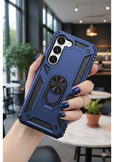 Samsung Uyumlu Galaxy S25 Kılıf Yüzüklü Stand Olabilen Magnetic Tpu Tank Kapak