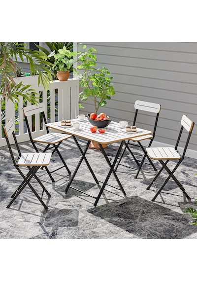 4 Kişilik Bistro Takım Bahçe Masa Sandalye Beyaz 1428 Beyaz