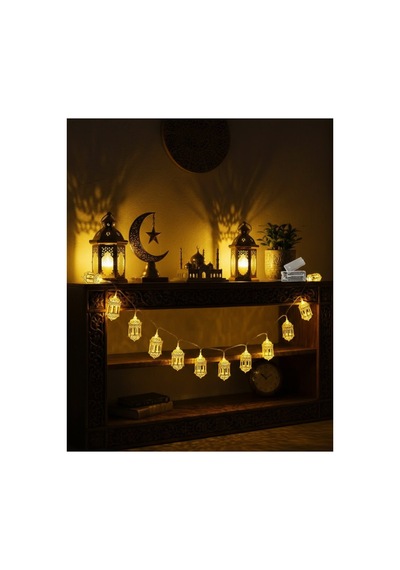 Ramazan Işıkları Pilli Altın Fener Tasarımlı Dekoratif Led Aydınlatma - Hpsbyı1765-2872 Renkli