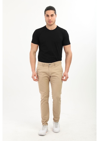 Tom Free Store Erkek Likralı Esnek Yumuşak Dokulu Pamuklu Chino Pantolon Bej
