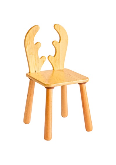 Woodnjoy Wood & Joy Doğal Ahşap Çocuk Sandalye Geyik Ahşap
