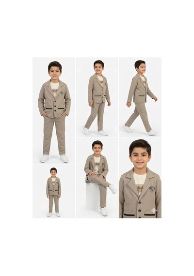 Veraura Lifestyle 2-9 Yaş Jagger Kumaş 3 Parça Çocuk Takımı Bej