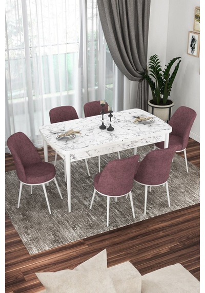 Canisa Concept Kor Serisi 70x114 Açılabilir Mutfak Masası Takımı Beyaz Mermer Desen Masa 6 Gül Kurusu Sandalye Masa Beyaz Mermer Desen Sandalyeler Gülkurusu Canisa Concept Kor Serisi 70x114 Açılabilir Mutfak Masası Takımı Beyaz Mermer Desen Masa 6 Gül Kurusu Sandalye Masa Beyaz Mermer Desen Sandalyeler Gülkurusu