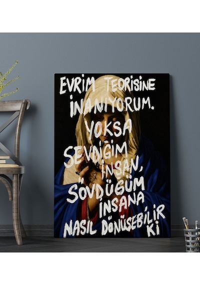 Bk Gift Vintage Klasik Sanat Esprili Sözlü Dekoratif Kanvas Tablo - 13 Çok Renkli