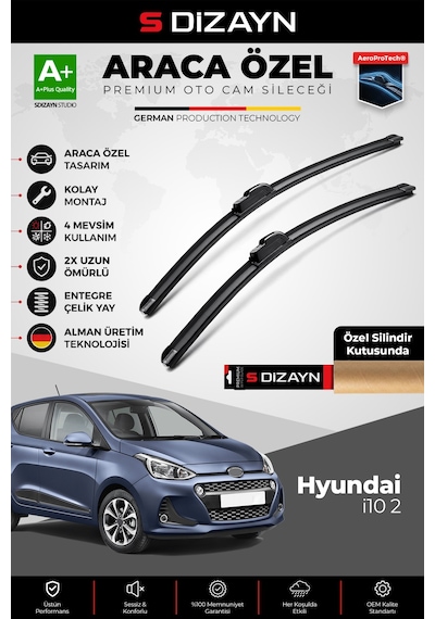 S-dizayn Hyundai İ10 Ön Cam Silecek Seti 2013-2019 Premium Araca Özel 55-40 Cm A+ Kalite