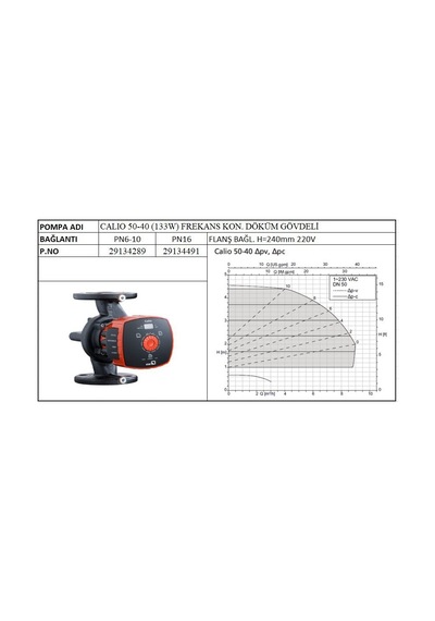 Ksb Calio 50-40 Pn16 133w Frekans Kon. Döküm Gövdeli Sirkülasyon Pompası - Dn50 Flanş Bağlantılı
