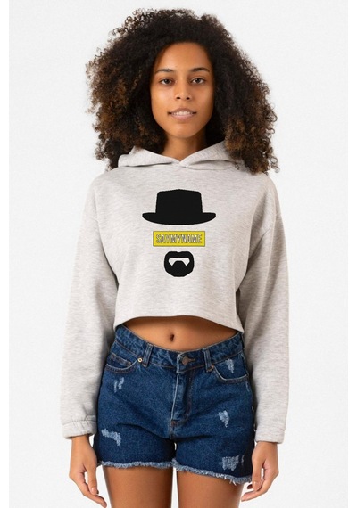 Breaking Bad Yellow Say My Name Head Grimelanj Kadın Crop Kapşonlu 001