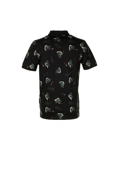 Erkek Siyah Slim Fit Polo Yaka Baskılı Tshirt 1202-siyah Siyah
