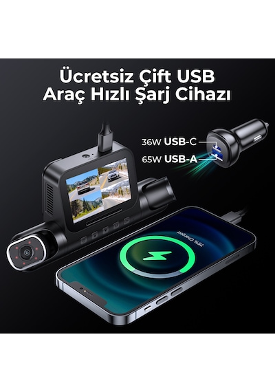Azdome M660 4k 4 Kameralı 64gb Hafıza Kartlı Araç Kamerası
