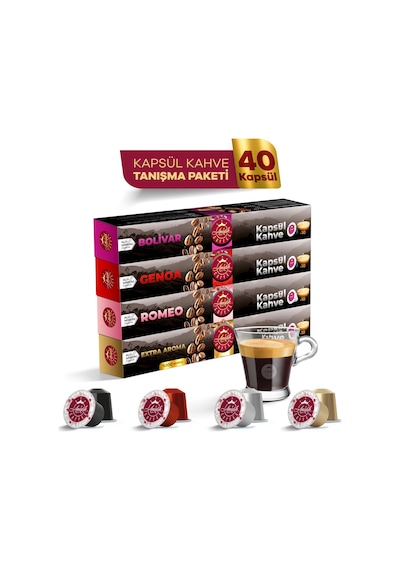 Anisah Kapsül Kahve Seti Bolivar Genoa Romeo ve Extra Aroma 4 x 10'lu