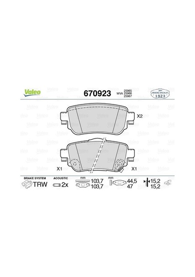 Valeo 670923 Arka Fren Balata Renault Kadjar 15 Koleos Iı 18 / Nıssan Qashqaı 1.6l Dci R9m Dizel 11- / X- traıl 1.6l Dci T32 12- 440605889r- 440606633r- d40604ca0a Valeo 670923 Arka Fren Balata Renault Kadjar 15 Koleos Iı 18 / Nıssan Qashqaı 1.6l Dci R9m Dizel 11- / X- traıl 1.6l Dci T32 12- 440605889r- 440606633r- d40604ca0a