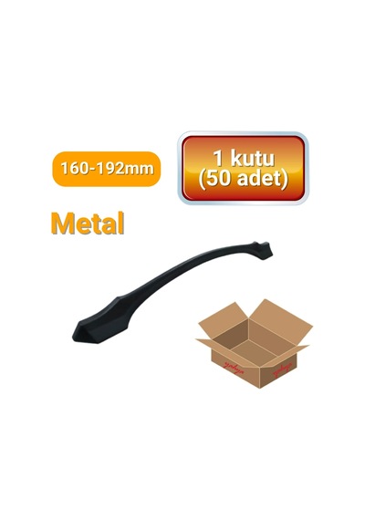 50 Adet Ateş Mat Siyah Metal Mobilya Kulpu 160mm - 192mm Mat Siyah