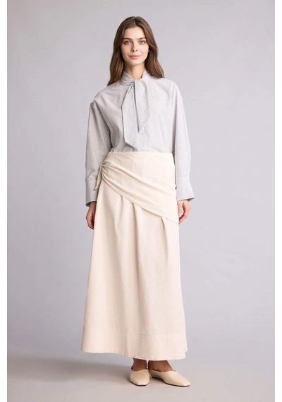 Defacto Relax Fıt Çizgili Poplin Uzun Kollu Tunik H4225ax26spwt32 Beyaz-wt32