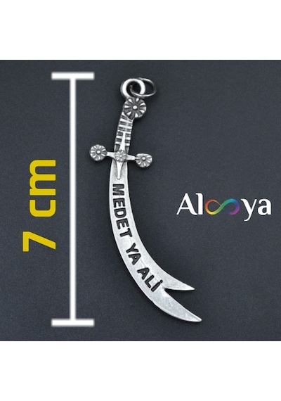 Koruyucu Zülfikar Kılıcı Gümüş Kaplama Örme Zincir Kolye Silver