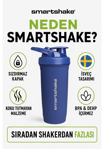 Smartshake Reforce Paslanmaz Çelik Serisi 900 Ml Navy Mavi Protein Shaker