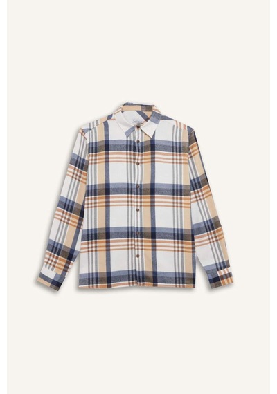 DeFacto Regular Fit Polo Yaka Kareli Flanel Uzun Kollu Gömlek D5835AX24AUER140 DeFacto Regular Fit Polo Yaka Kareli Flanel Uzun Kollu Gömlek D5835AX24AUER140
