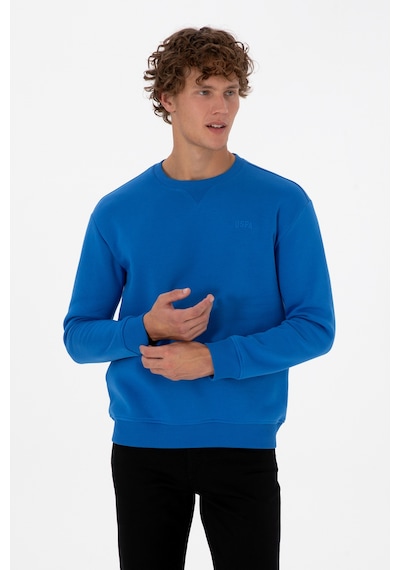 U.S. Polo Assn. Erkek Comfort Fit Bisiklet Yaka Şardonlu Saks Basic Sweatshirt 50313757-VR032