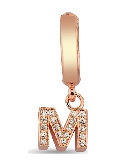 M Harfi Sallantılı 925 Ayar Gümüş Rose Tek Küpe - 12080202 Rose Gold