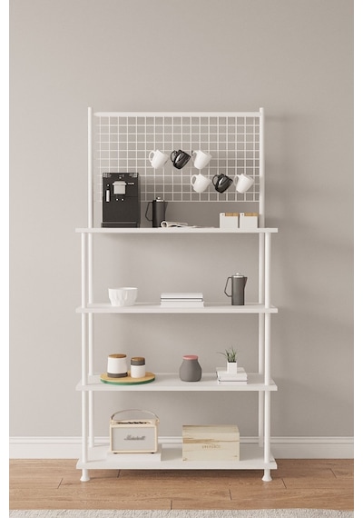 Çevir Kur Beyaz 4 Raflı Kahve Köşesi Dolabı Mutfak Düzenleyici, Stand, 71x167x35 Cm Beyaz Çevir Kur Beyaz 4 Raflı Kahve Köşesi Dolabı Mutfak Düzenleyici, Stand, 71x167x35 Cm Beyaz