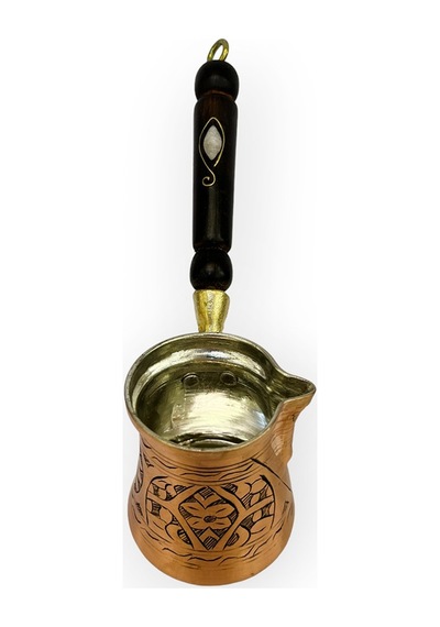 Paşa İşlemeli 3 Kişilik Skoçlu Bakır Cezve