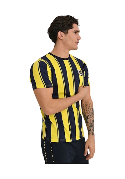 Fenerium Fenerbahçe Erkek Tribün Çubuklu T-shirt Uv Kutu Sarı - Lacivert