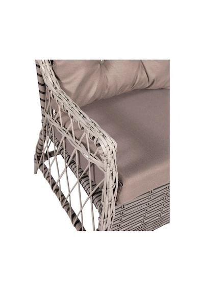 Dora Garden Home Inci 2+1+1 Rattan Bahçe Takımı Masalı Açık Gri Siyahçizgili