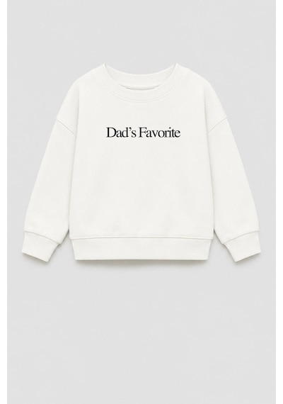 Monila Unisex Çocuk 3 İplik Kumaş Slogan Baskılı Sweatshirt Ekru