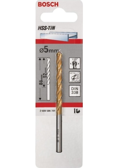 Bosch HSS-TiN 5 mm Titanyum Metal Matkap Ucu 2608596701