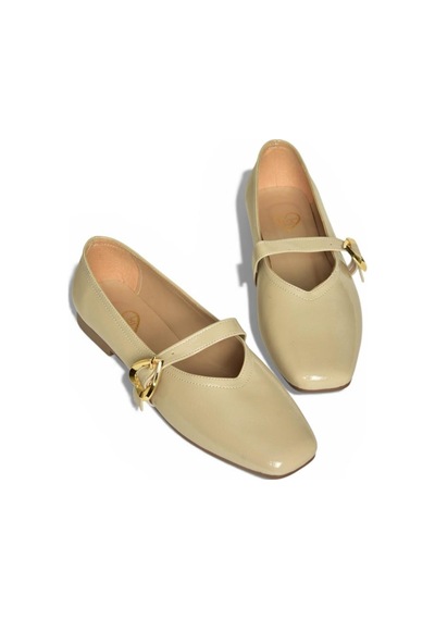 Fox Shoes Y726632608 Bej Rugan Kalp Toka Detaylı Kadın Babet Bej