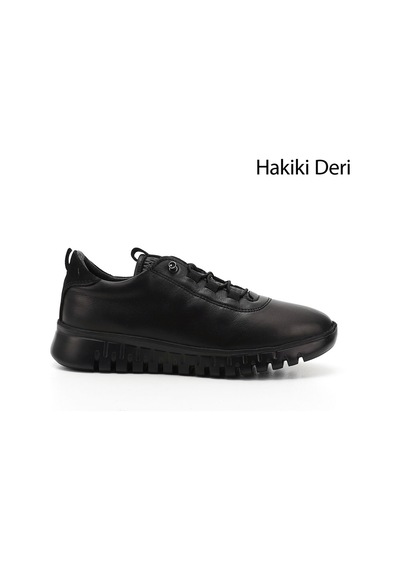 Gönderi(R) Gönderi R Kadın Siyah Dolgu Taban Lastik Bağcıklı Hakiki Deri Sneaker Ddza77542912 Siyah