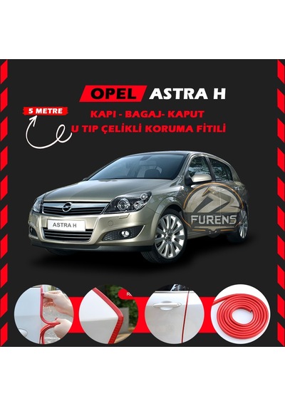 Opel Astra H Oto Araç Kapı Koruma Fitili 5metre Parlak Kırmızı Renk