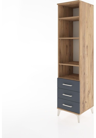 Hyperion Dolap 4 Raflı 3 Çekmeceli 44x44x182 Çam-antrasit Çam