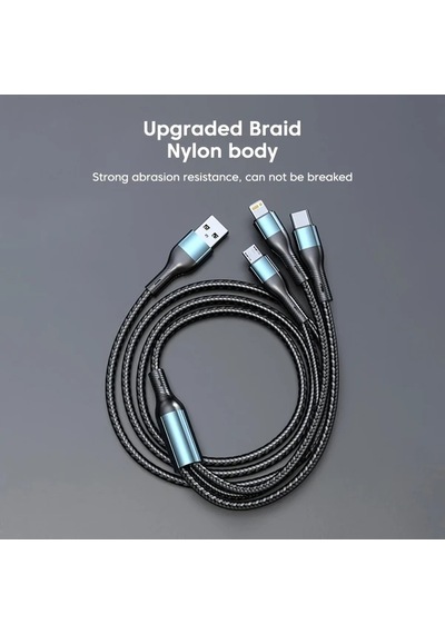 Turcoshop11 3 İn 1 Usb-a Hızlı Şarj Kablosu 66w Type-c Lightning Micro 1.2m