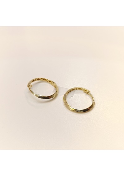 20mm Klasik Piramit Halka Küpe 14 Ayar Altın Hd Videolu Sarı