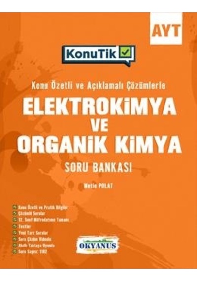 AYT KonuTik Elektrokimya Ve Organik Kimya Soru Bankası  -  Metin Polat  -  Okyanus Eğitim