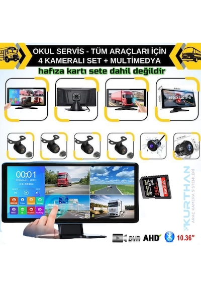Dokunmatik Ekranlı Ahd 4 Kameralı Video Müzik Dvr Monitör