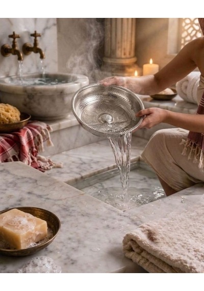 Hamam Tası, Zamak Metal, Geleneksel Banyo Aksesuarı Beyaz Diğer