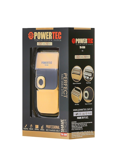 Powertec TR-550 Şarjlı Günlük Sakal Sinekkaydı Tıraş Hassas Düzeltici Döner  Başlık