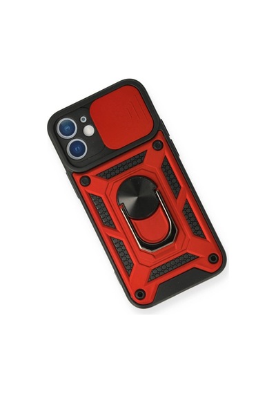 Apple, Uyumlu iPhone 11 Kılıf Pars Lens Yüzüklü - Kırmızı - Aflc-879090