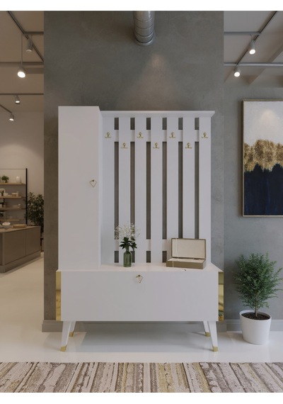 Resital Portmanto Vestiyer - Gp7001-1 - Beyaz Gold Beyaz