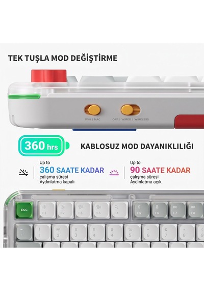Nuphy Kick75 Tri-mode Low Profile Custom Mekanik Oyuncu Klavyesi Tape Gray-silver Max