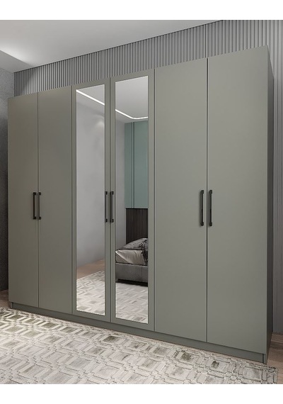 Alessi 6 Kapaklı Dolap Gardırop Füme - Montaj Dahil