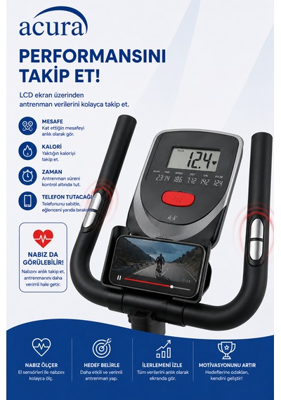Acura Ac-400 Nabız Ölçerli, Ayarlanabilir, Ekstra Konforlu Spin Bike Kondisyon Bisikleti