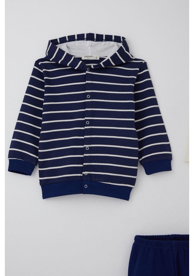 Breeze Erkek Bebek Bodyli 3 Lü Takım Çizgili Çıtçıtlı 4 Ay-1 Yaş, Lacivert Lacivert