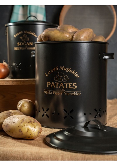 Silindir 2'li 65-66 Patates-soğan Kovası Siyah Siyah