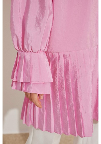 Hooopstore Pilise Detaylı Pembe Gömlek