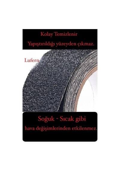 Premium 50mm X 15mt Siyah Kaydırmaz Bant Yapışkanlı Merdiven Basamak Zemin Güçlü Tutunabilen Halı Diğer